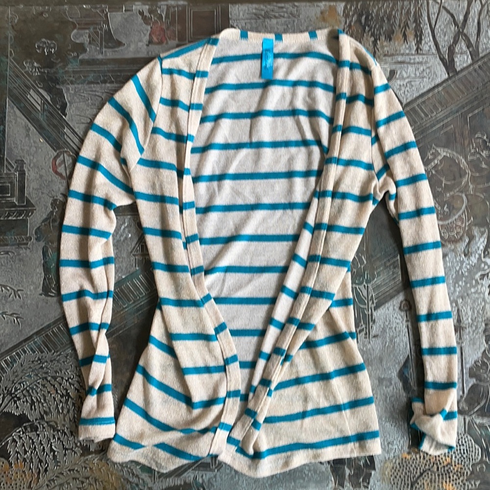 Blue striped and gold sparkly cardigan